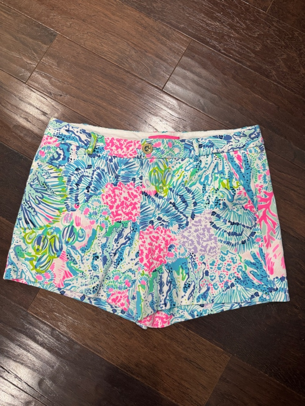 Lilly Pulitzer Tropical Floral Print Cotton Shorts in Pink, Blue & Green